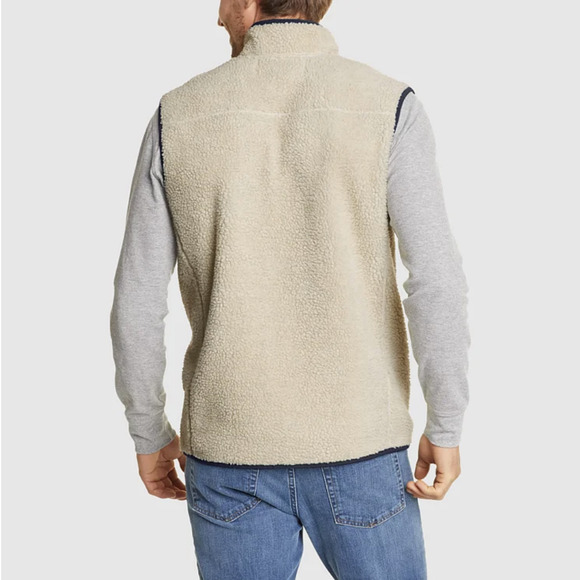 NWT EDDIE BAUER Chilali Faux Shearling Fleece Vest in Oyster - Picture 6 of 12